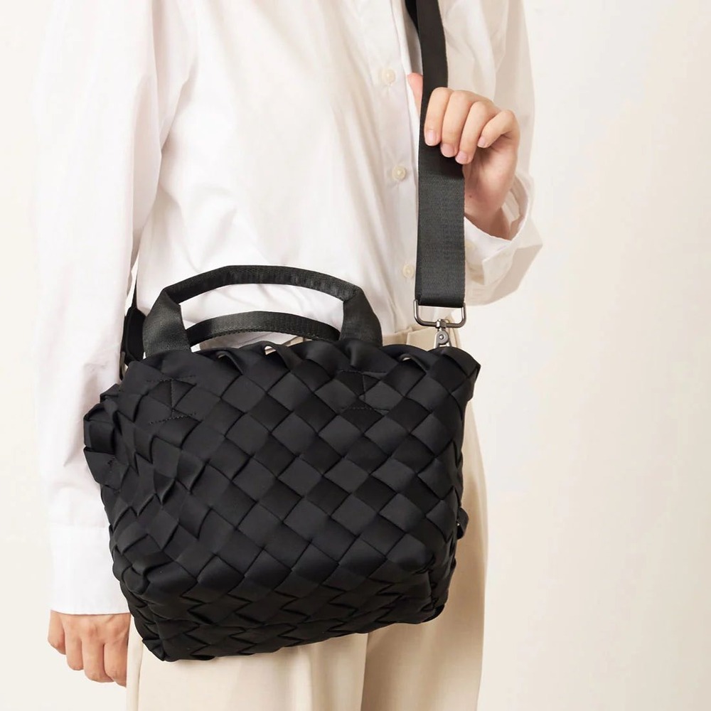 Naghedi St. Barths Petite Tote Onyx Black Woven Neoprene‎ Crossbody Bag Classic